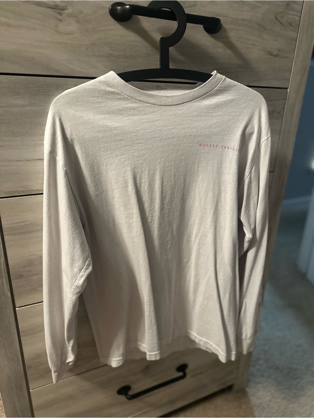 Margaritaville Women's Long Sleeve Tee in Light Gray with Pink Logo